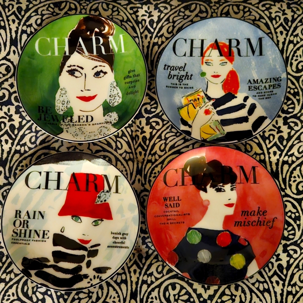 NWOT Kate Spade "Make Headlines" tidbit plates set of 4